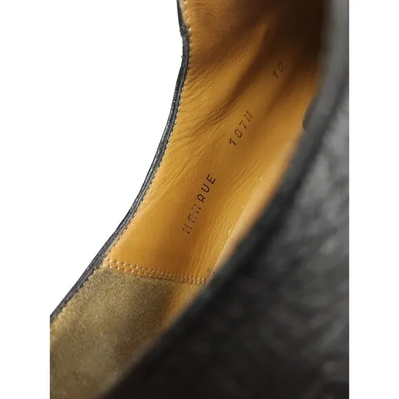 Mezlan Marque Shoes Men's 10 M Black Leather Brogue Cap Toe Oxford Lace Dress