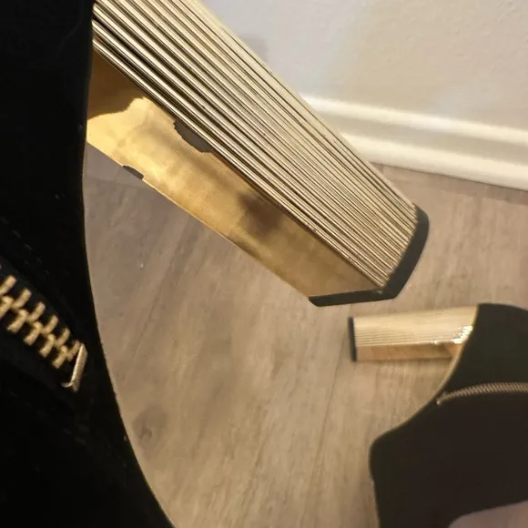 Michael Kors Black Ankle Boots Gold Heel
