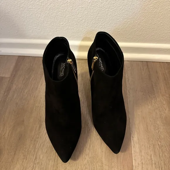 Michael Kors Black Ankle Boots Gold Heel