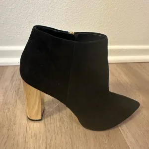 Michael Kors Black Ankle Boots Gold Heel