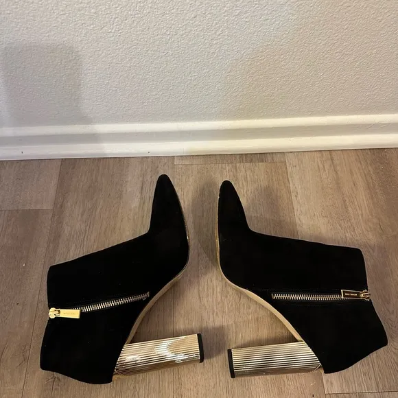 Michael Kors Black Ankle Boots Gold Heel