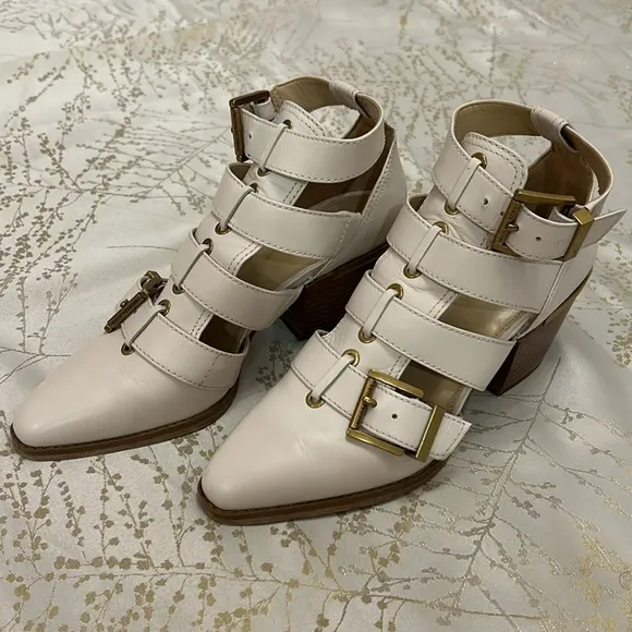 Michael Kors | Griffin Cutout Brass Detail Booties | Size 7 | 2.5” Heel