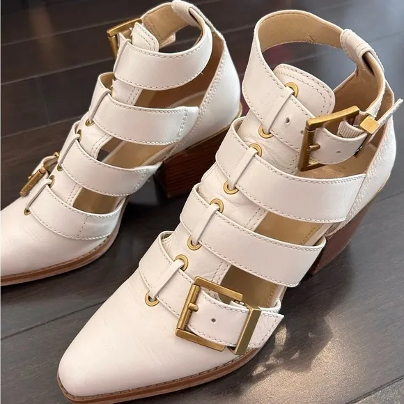 Michael Kors | Griffin Cutout Brass Detail Booties | Size 7 | 2.5” Heel