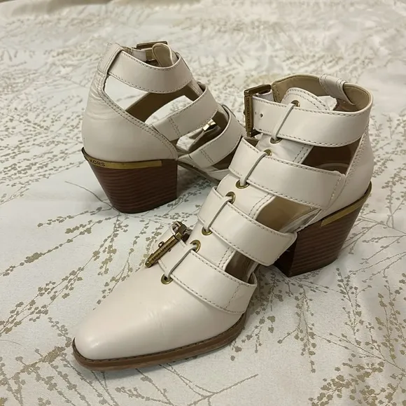 Michael Kors | Griffin Cutout Brass Detail Booties | Size 7 | 2.5” Heel