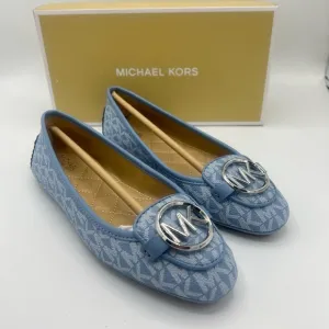 Michael Kors Lillie Moccasin Flat Shoes MK Signature Chambray Blue Size 5.5
