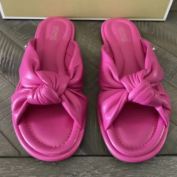 Michael Kors MMK Elena Knotted Slide Sandals, size 8