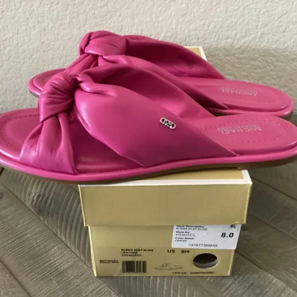 Michael Kors MMK Elena Knotted Slide Sandals, size 8