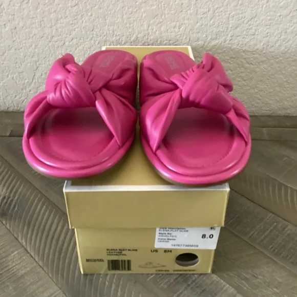 Michael Kors MMK Elena Knotted Slide Sandals, size 8