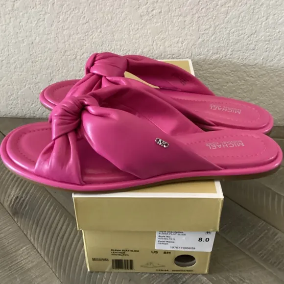 Michael Kors MMK Elena Knotted Slide Sandals, size 8