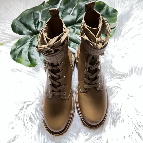 Michael Kors Parker Leather Combat Boots ✨brand new✨ No box color Almond