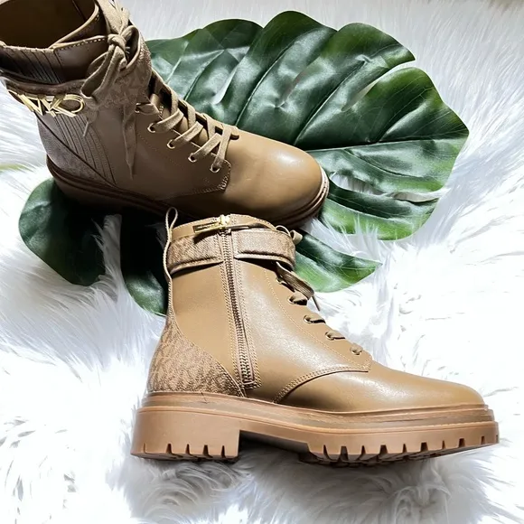 Michael Kors Parker Leather Combat Boots ✨brand new✨ No box color Almond