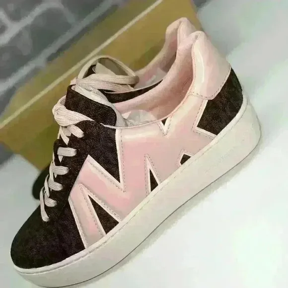 Michael Kors Shoes Poppy Lace up Sneaker Shoes Brown Powder Blush