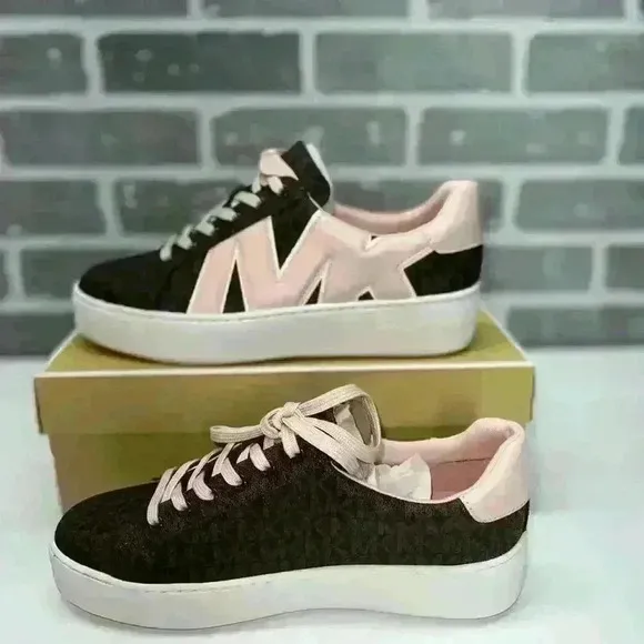 Michael Kors Shoes Poppy Lace up Sneaker Shoes Brown Powder Blush