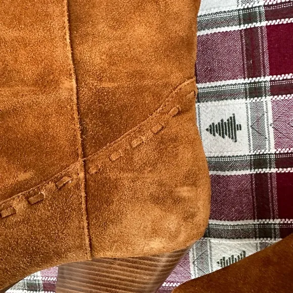 MICHAEL KORS Women’s Suede Leather Rodeo Western  Tan Boots Chunky Heels SZ 9M