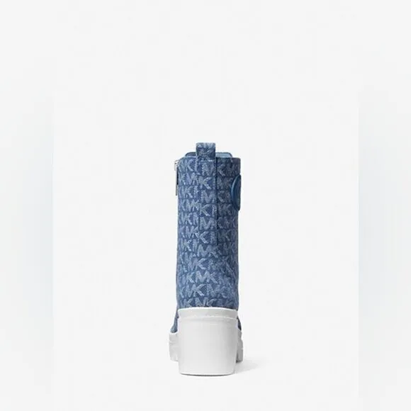 MICHAEL KORS Corey Denim Logo Jacquard Combat Boot