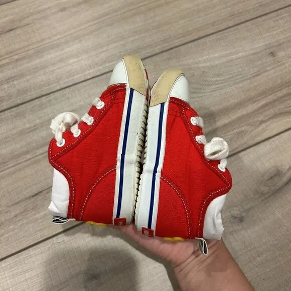Miki House Second Shoes Red Canvas Logo Strap Sneakers Toddler Size 8 (14 cm)