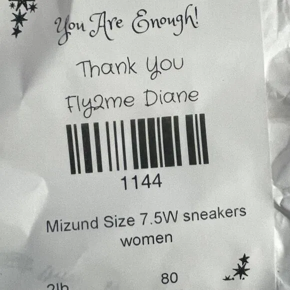 Mizund Size 7.5W Sneakers women Wave Bolt  Black and white  Volleyball shoes
