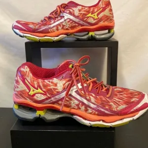 Mizuno “wave” pink/white tie dye design mesh lightweight running shoes size 7.5