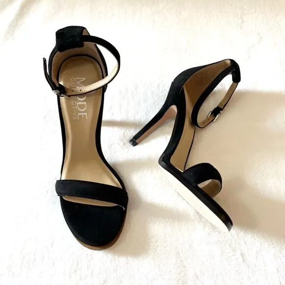 Mode Collective Daria sandal heel black suede, size 41, US 10