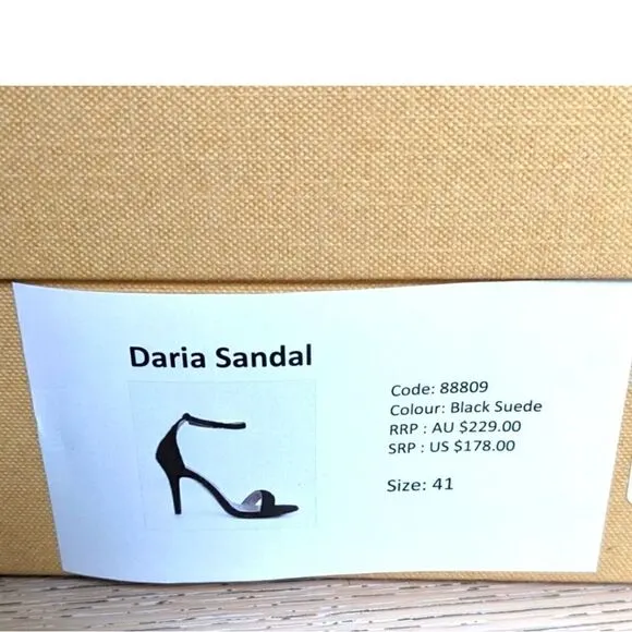 Mode Collective Daria sandal heel black suede, size 41, US 10