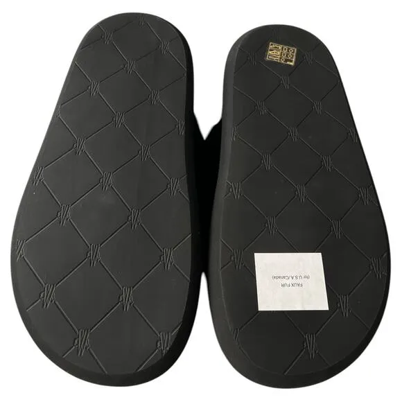 Moncler Solarisse Faux Fur Leather Slingback Sandals, IT40/US10 SRP: $695
