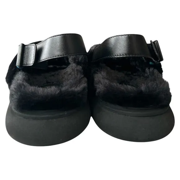 Moncler Solarisse Faux Fur Leather Slingback Sandals, IT40/US10 SRP: $695