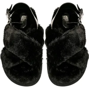 Moncler Solarisse Faux Fur Leather Slingback Sandals, IT40/US10 SRP: $695