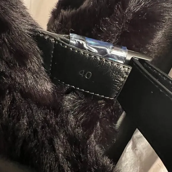 Moncler Solarisse Faux Fur Leather Slingback Sandals, IT40/US10 SRP: $695