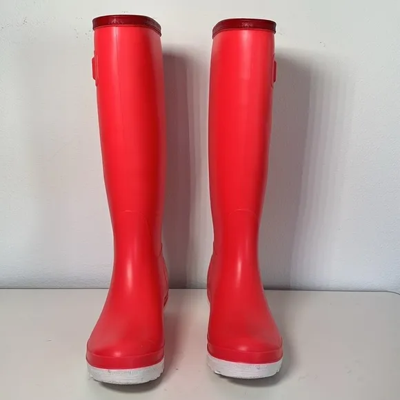 Moncler Women's Red Rubber Hermine Rain Boots Shoes - Red - 39