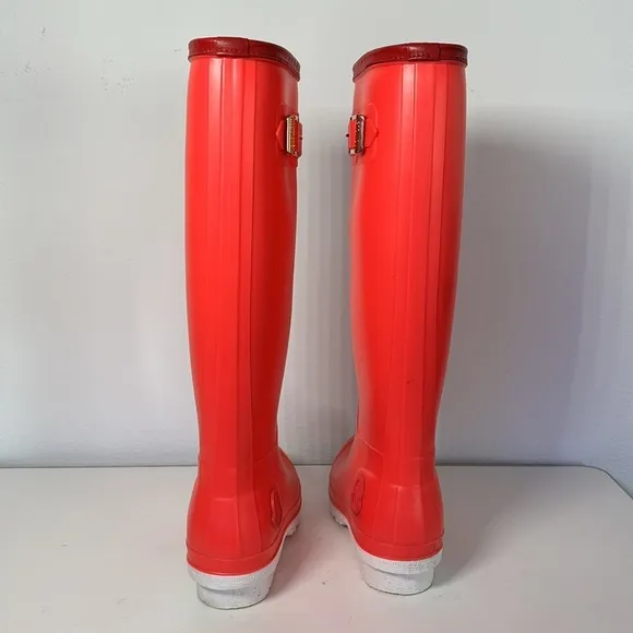 Moncler Women's Red Rubber Hermine Rain Boots Shoes - Red - 39