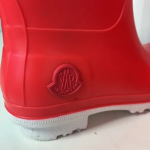 Moncler Women's Red Rubber Hermine Rain Boots Shoes - Red - 39