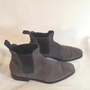 Monte Rosso Enrico Chelsea Boots Men's 10 Suede Leather Taupe Gray Made In Italy