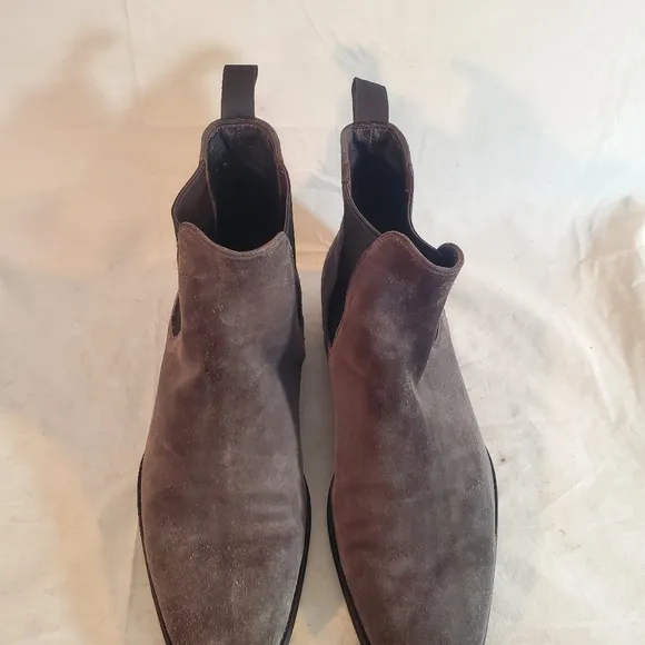 Monte Rosso Enrico Chelsea Boots Men's 10 Suede Leather Taupe Gray Made In Italy