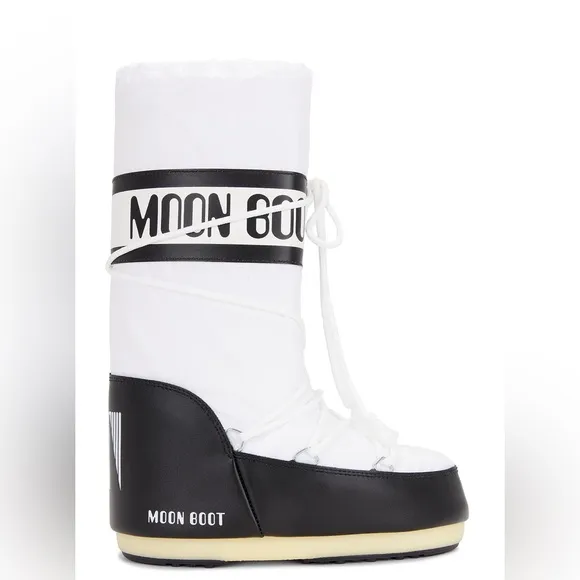 Moon Boot Icon Nylon Boots White / Black Size 10 a 11.5