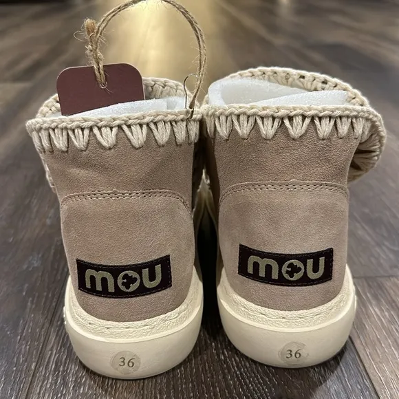 MOU Crochet Ankle Boots Size 36