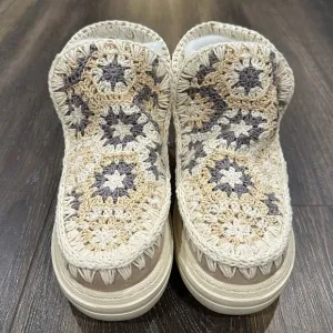 MOU Crochet Ankle Boots Size 36