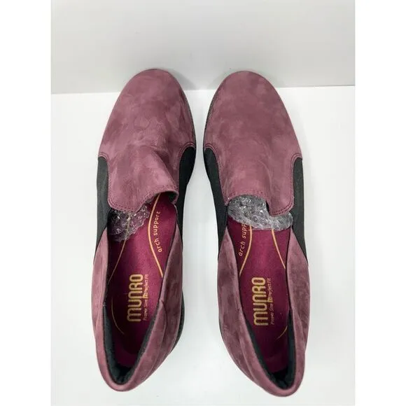 Munro Slip On Sneaker Size 10.5 Wide Burgundy Leather Cushioned Slip On Shoes