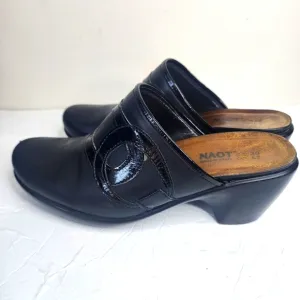 Naot Dream Clog Mules Women’s 7-7.5 Black Leather Slip On Comfort Shoes EU 38
