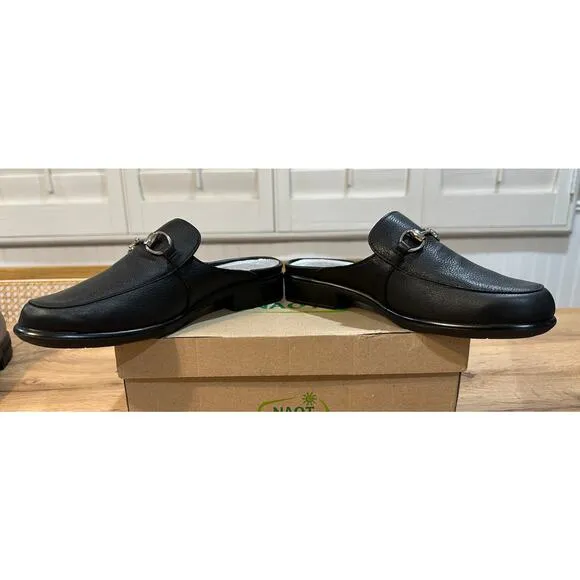 Naot Women's Halny Black Mules Sz 37 EU 6 US NIB Soft Black Leather Slip Ons