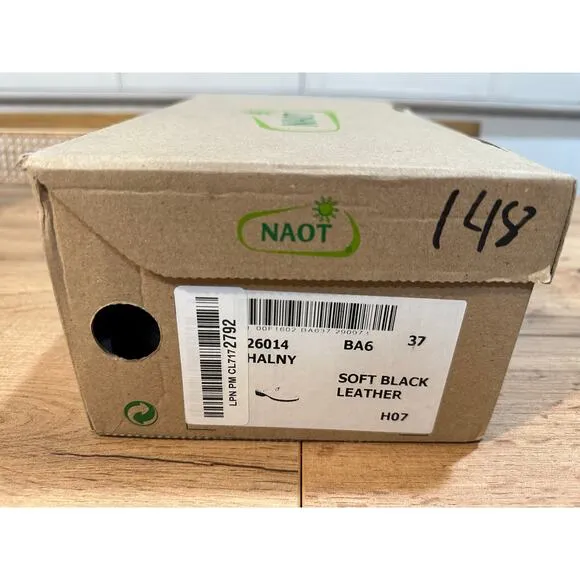 Naot Women's Halny Black Mules Sz 37 EU 6 US NIB Soft Black Leather Slip Ons