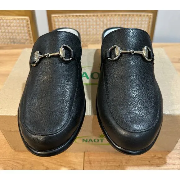 Naot Women's Halny Black Mules Sz 37 EU 6 US NIB Soft Black Leather Slip Ons