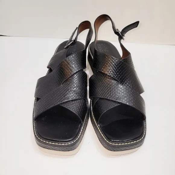 Naturalizer Black Halifax Snake Print Leather Slingback Sandals size 11