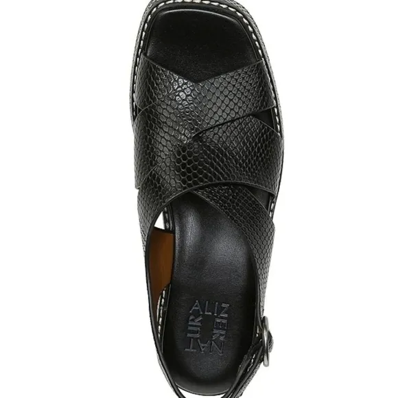 Naturalizer Black Halifax Snake Print Leather Slingback Sandals size 11