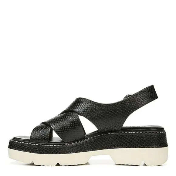 Naturalizer Black Halifax Snake Print Leather Slingback Sandals size 11