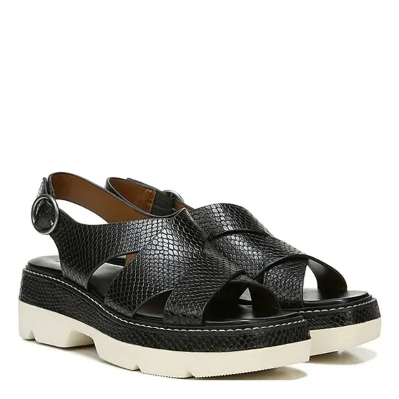 Naturalizer Black Halifax Snake Print Leather Slingback Sandals size 11