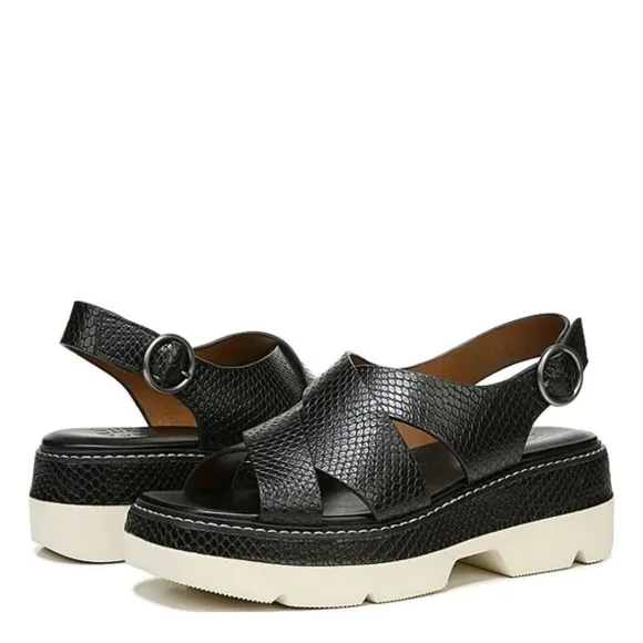 Naturalizer Black Halifax Snake Print Leather Slingback Sandals size 11