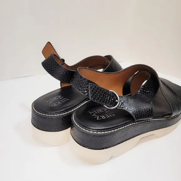 Naturalizer Black Halifax Snake Print Leather Slingback Sandals size 11