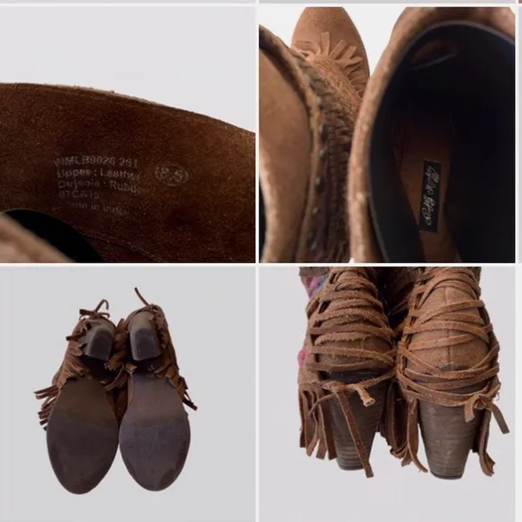 NAUGHTY MONKEY PONCHO BOOTS  NATIVE BOOTS BROWN SUEDE ANKLE BOOTIES SIZE 8.5