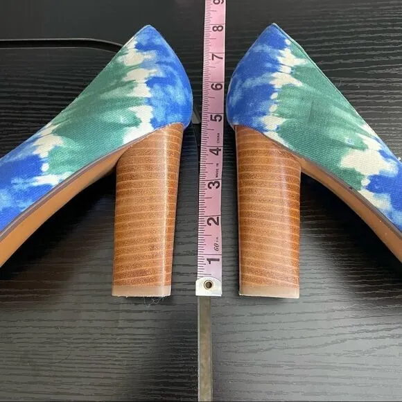 Naughty Monkey ‘Heart Felt’ Canvas Blue &amp; Green Watercolor Peep Toe Heel, 10