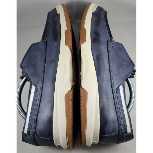 Nautica Pier Men's Leather Suede Navy Blue White Boat Shoes Size 6W